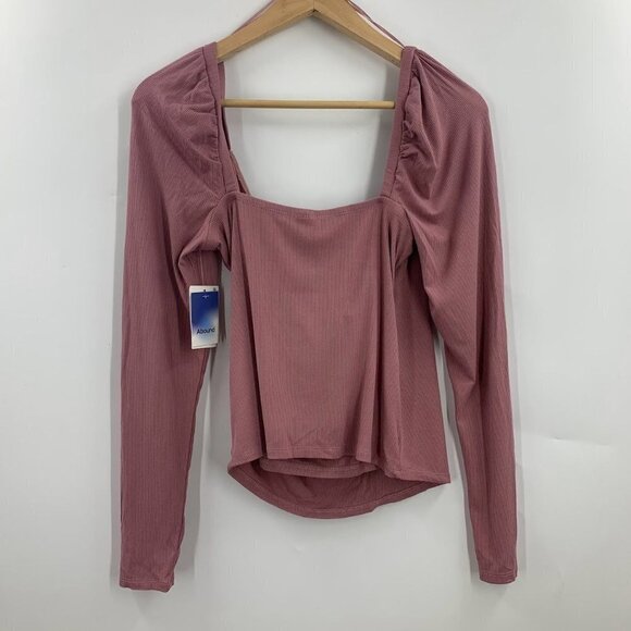 Nordstrom Abound Women's Square Neck Long Sleeve Top in Pink Nostalgia SZ M NWT - Picture 2 of 11